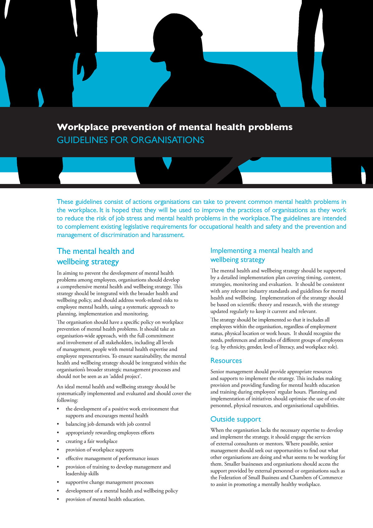 Guidelines For Workplace Prevention Of Mental Health Problems - The ...