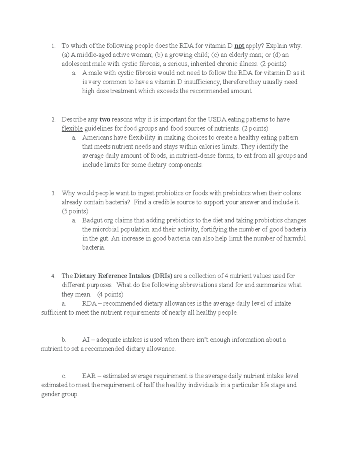 Chapter 2 questions - To which of the following people does the RDA for ...
