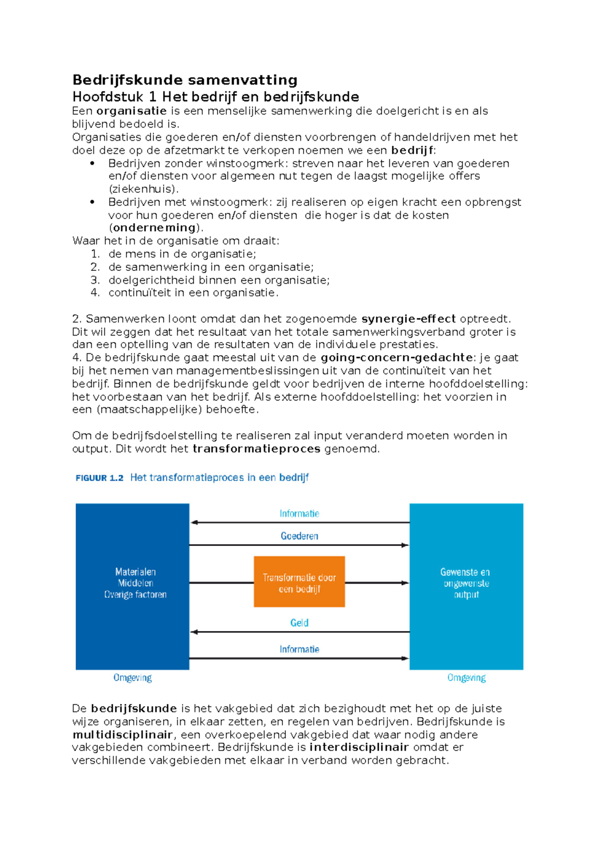 Bedrijfskunde Samenvatting - Bedrijfskunde Samenvatting Hoofdstuk 1 Het ...