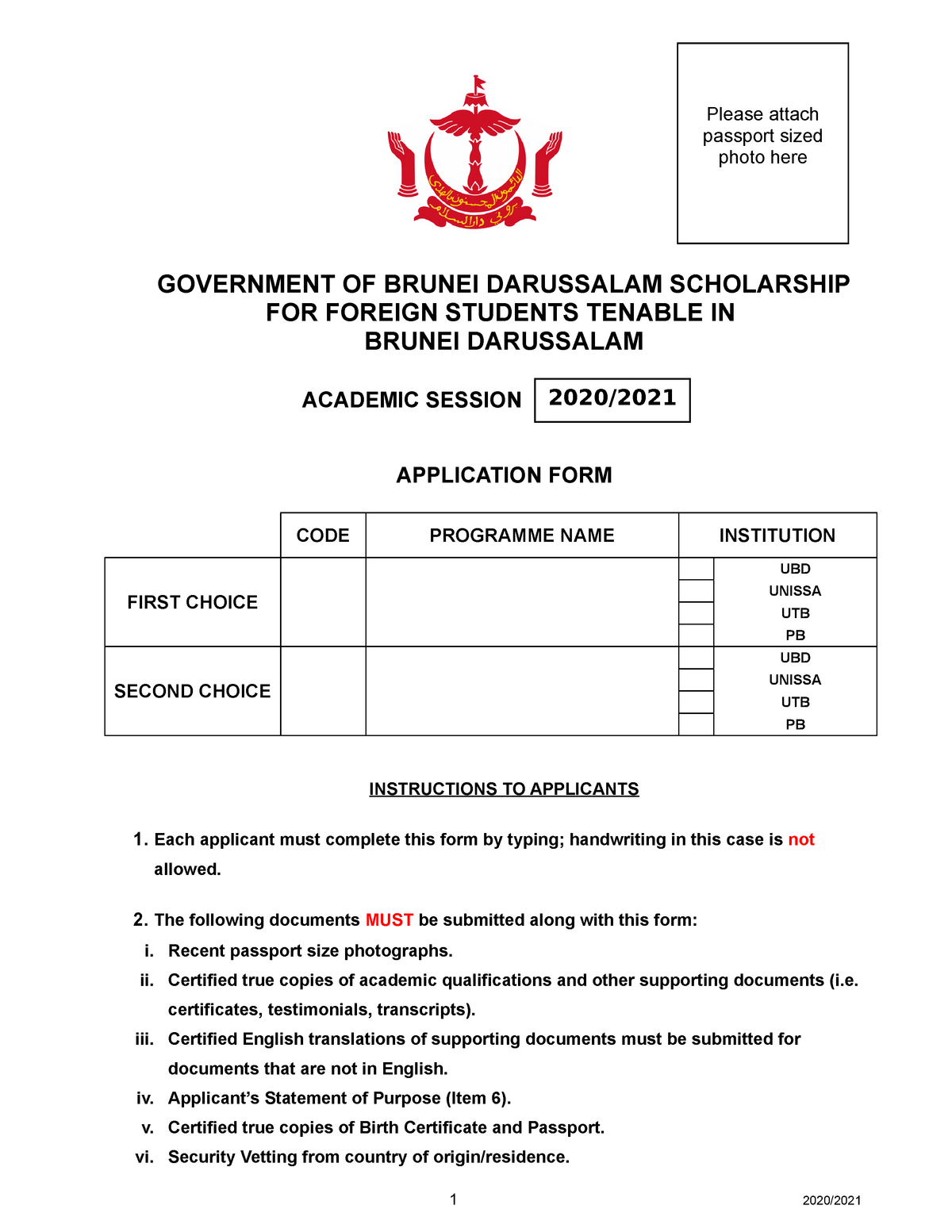 BDGS Application FORM 2020 2021 GOVERNMENT OF BRUNEI DARUSSALAM   Thumb 1200 1553 