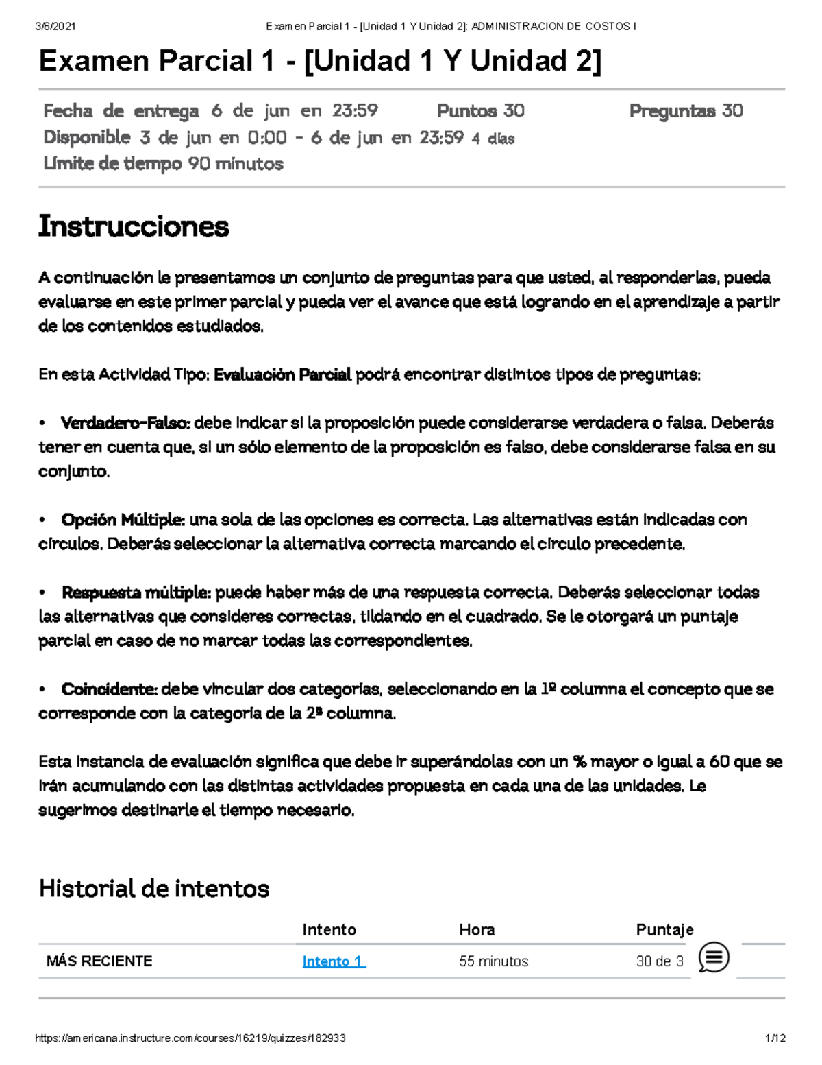 Examen Parcial 1 Unidad 1 Y Unidad 2 Administracion DE Costos I 2021 ...