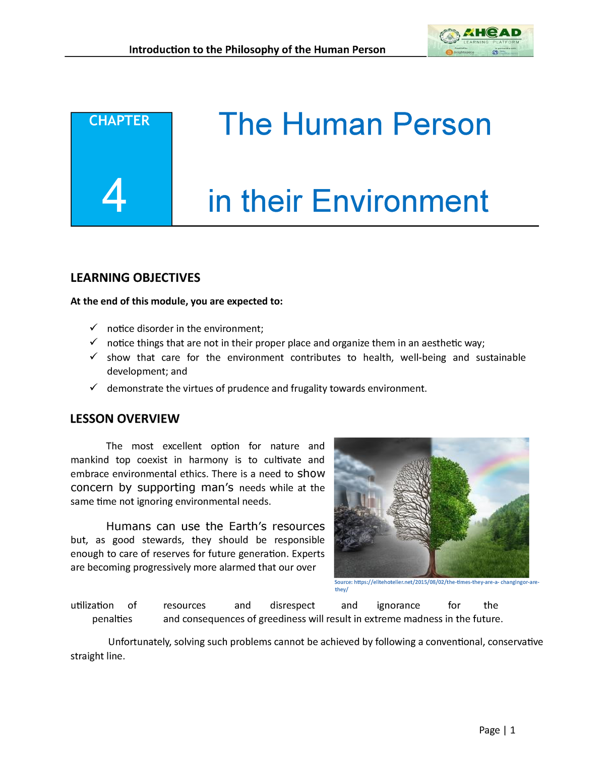 the human person in the environment essay brainly