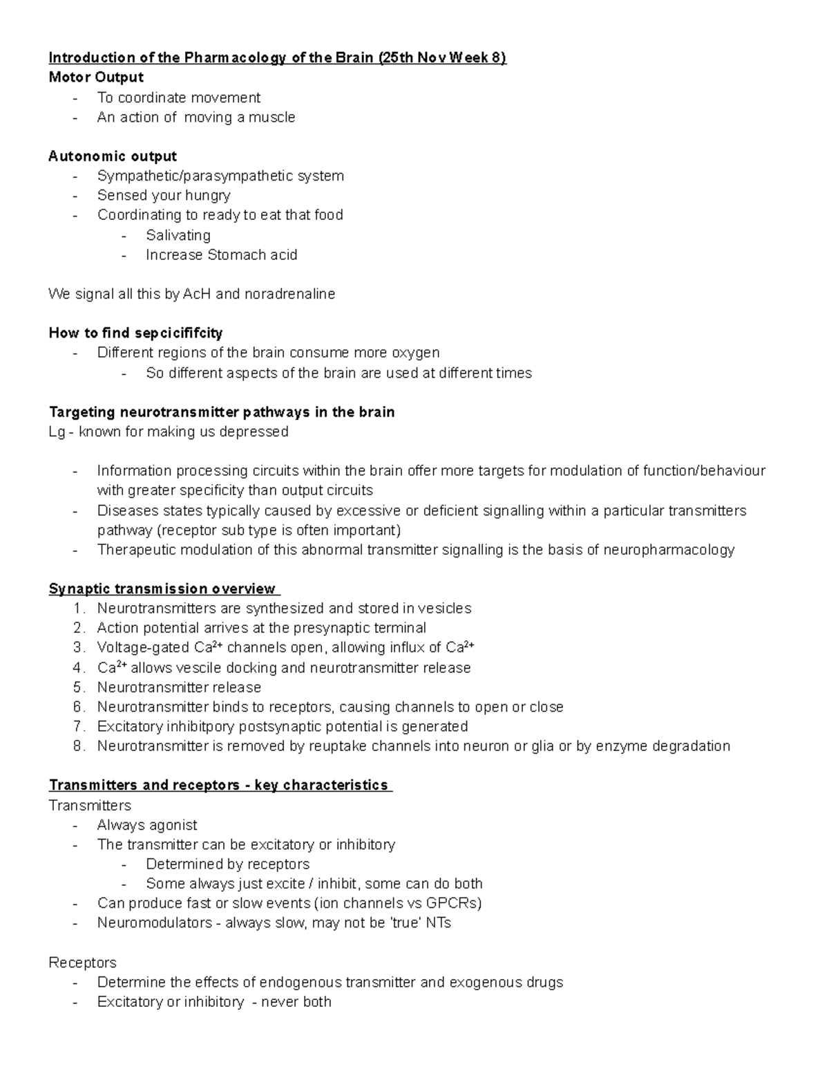 Week 8 Pharmacology Of The Brain - Introduction Of The Pharmacology Of ...