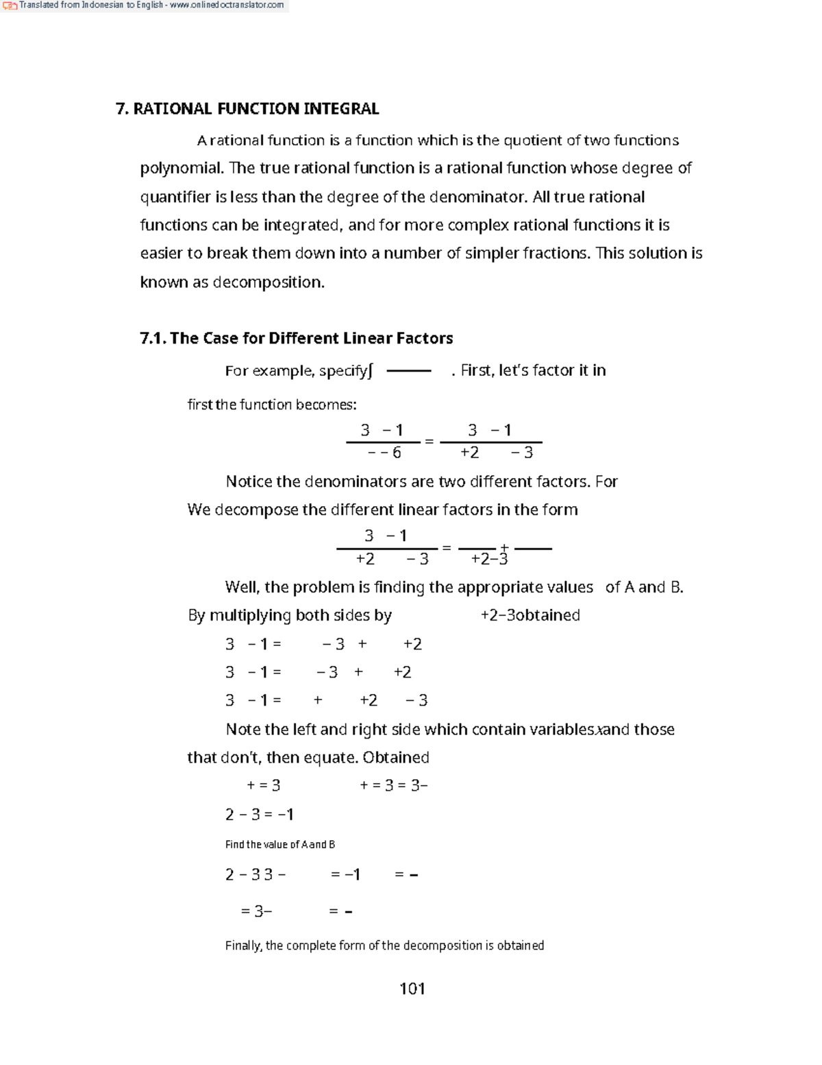 Rational Function Integral - 7. RATIONAL FUNCTION INTEGRAL A rational ...