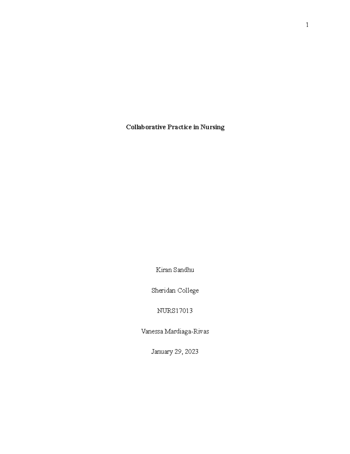 Collaborative Practice In Nursing