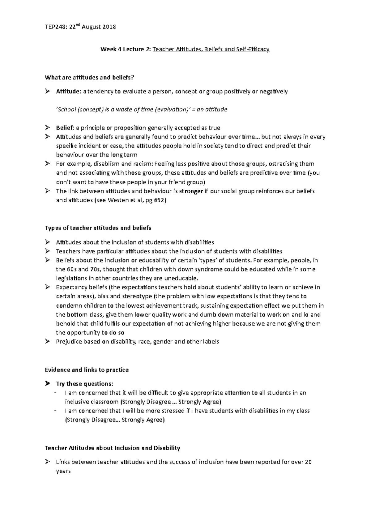 TEP248 W4 L2 - Detailed lecture notes - Week 4 Lecture 2: Teacher ...