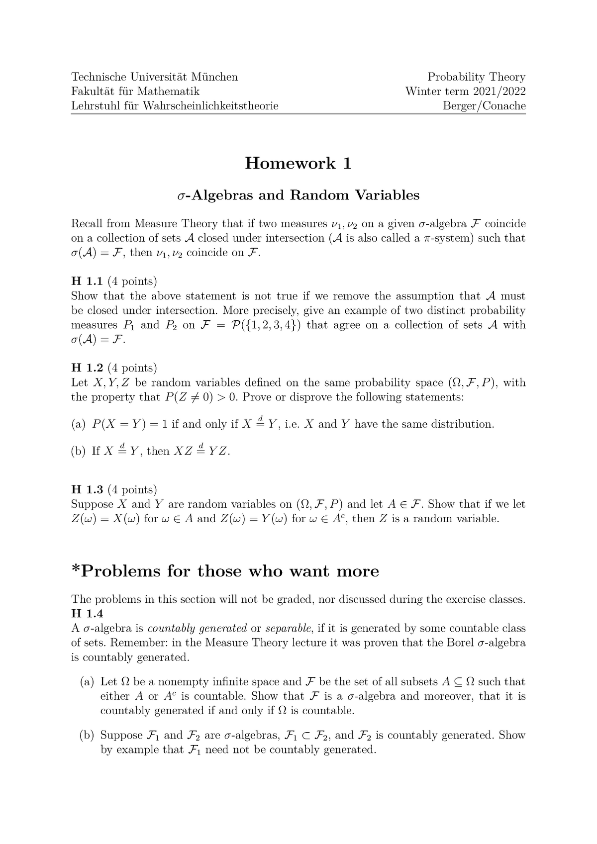 probability theory homework