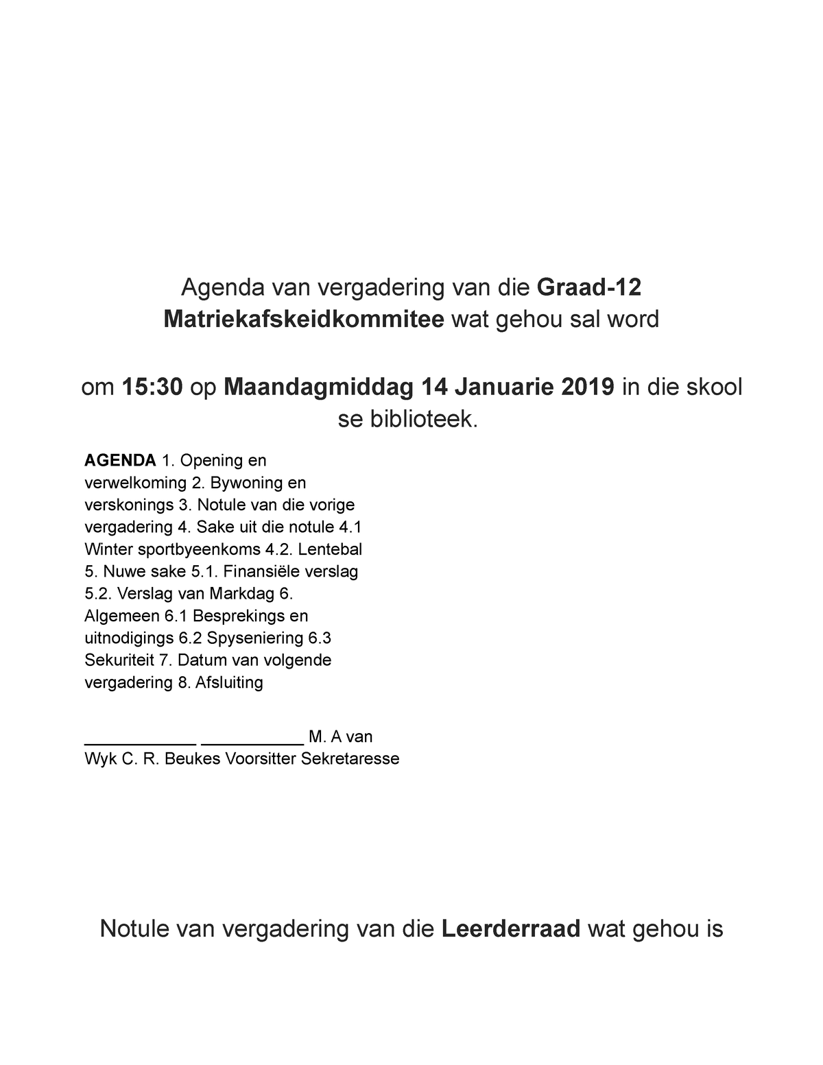 Hoe Om 'n Agenda En Notule Te Skryf (Teacher-Made), 01/25/2024