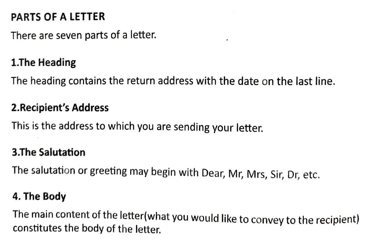 Resumae + Covering Letter Format - PARTS OF A LETTER There are seven ...