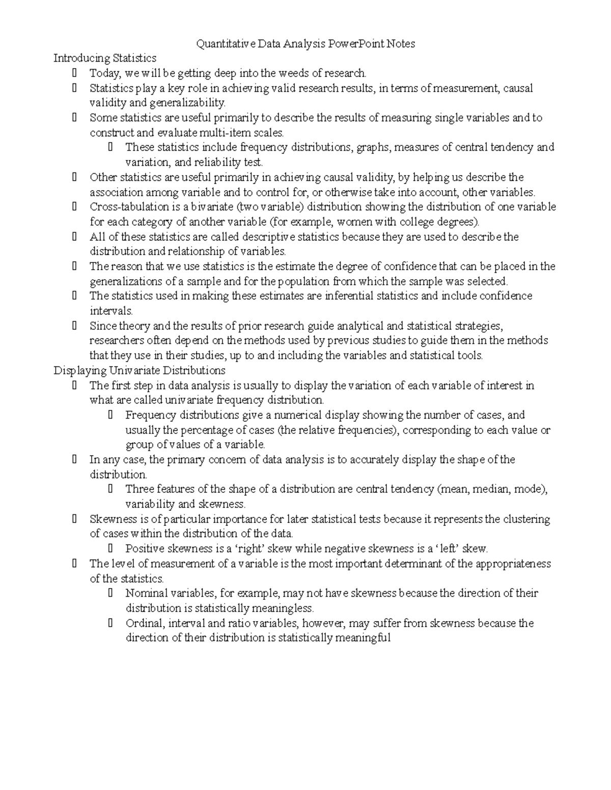 Qualitative Data Analysis Power Point Notes - Quantitative Data ...