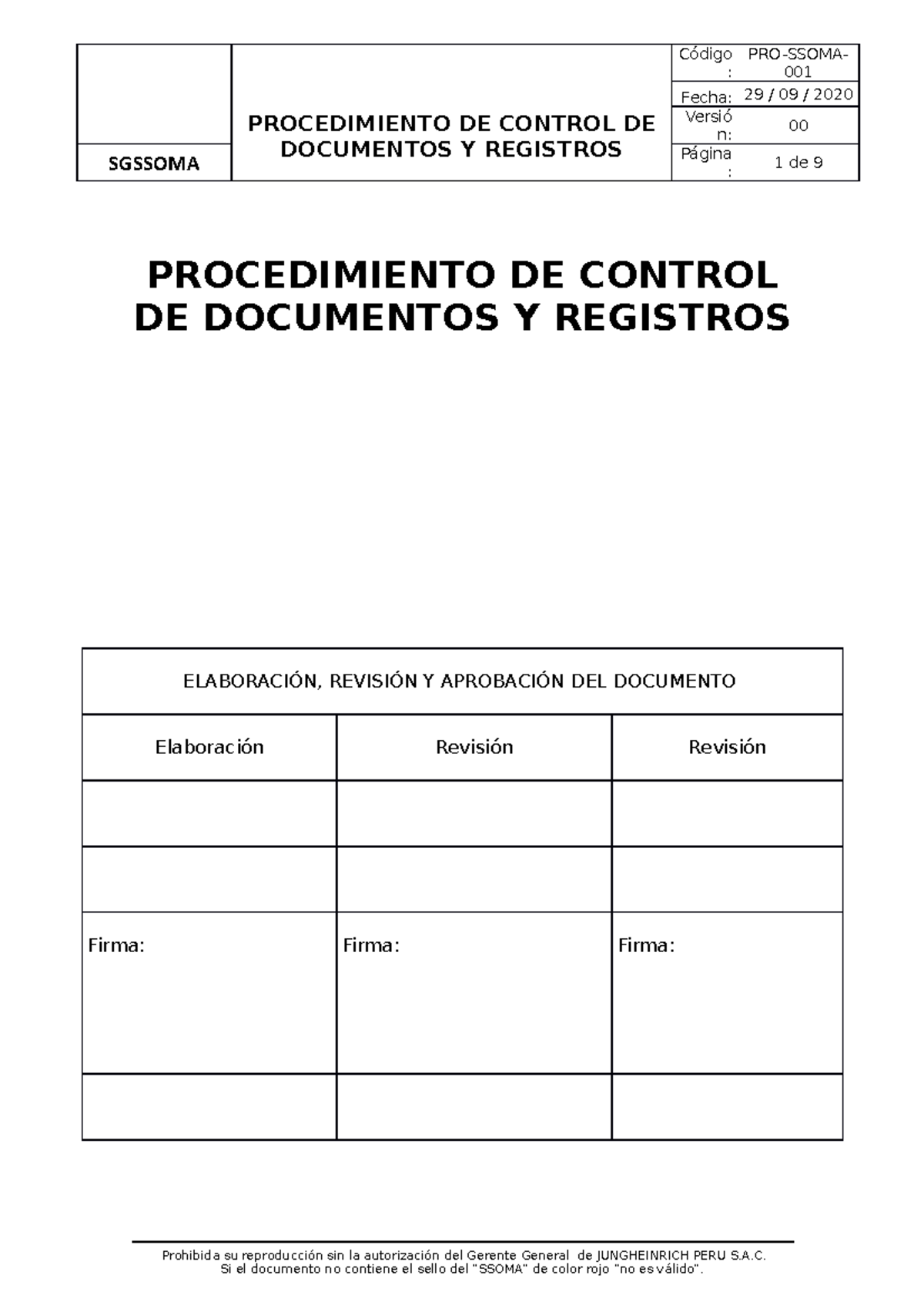 Control de documentos y registros - 2022 - PROCEDIMIENTO DE CONTROL DE ...