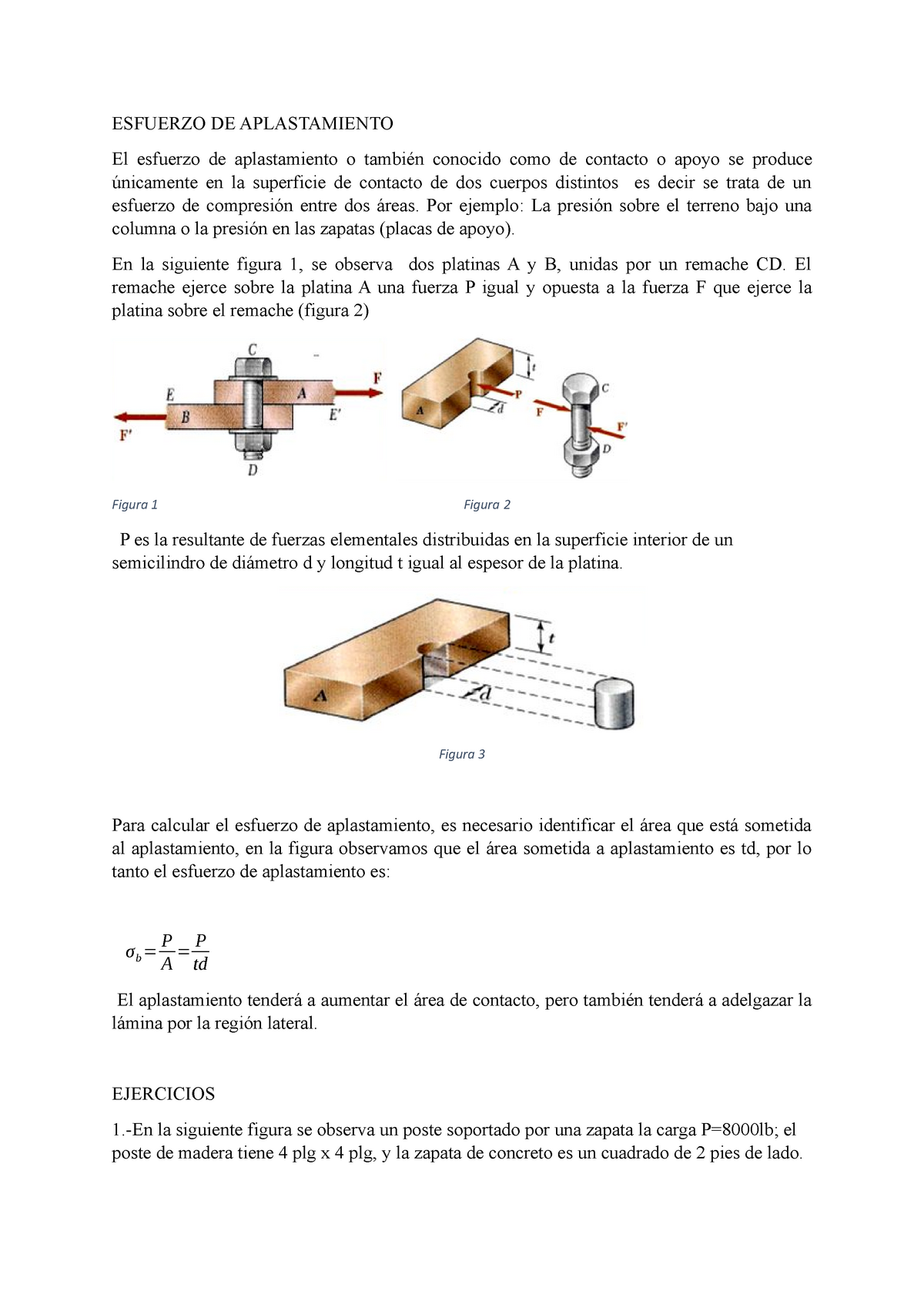 390738797 Esfuerzo DE Aplastamiento Docx - ESFUERZO DE APLASTAMIENTO El ...