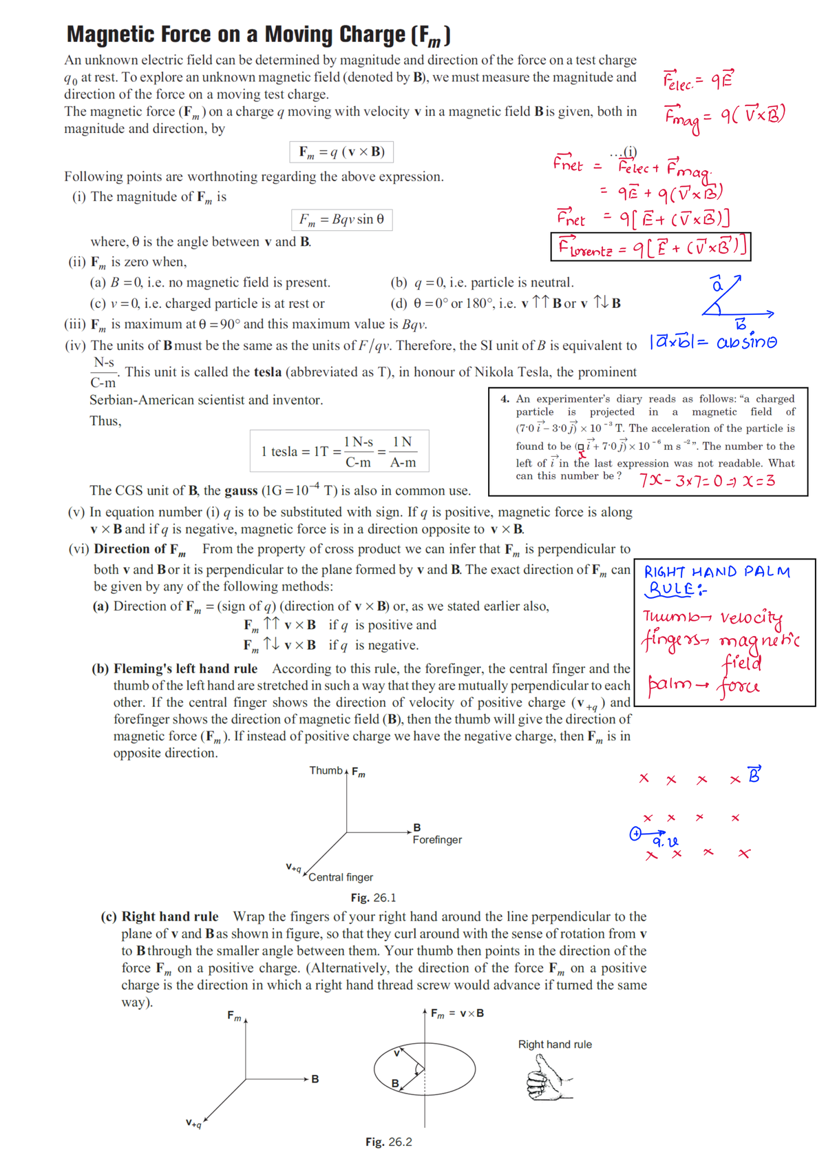 Force on Moving Charge - notes - Physics - Studocu