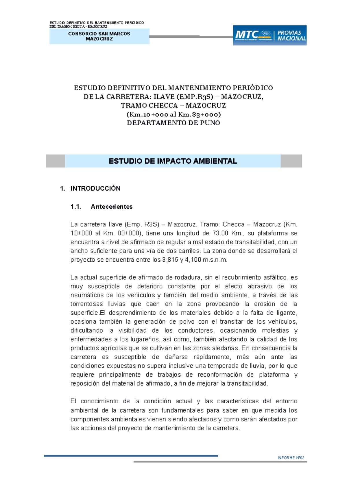 Informe Nº02 Impacto Ambiental Ayabaca - C1 - ESTUDIO DEFINITIVO DEL ...