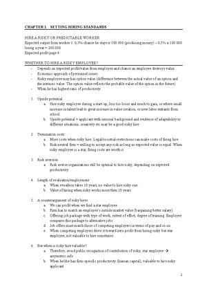 Assignments Lecture 3 on Personnel Economics 2021 - Give concise ...