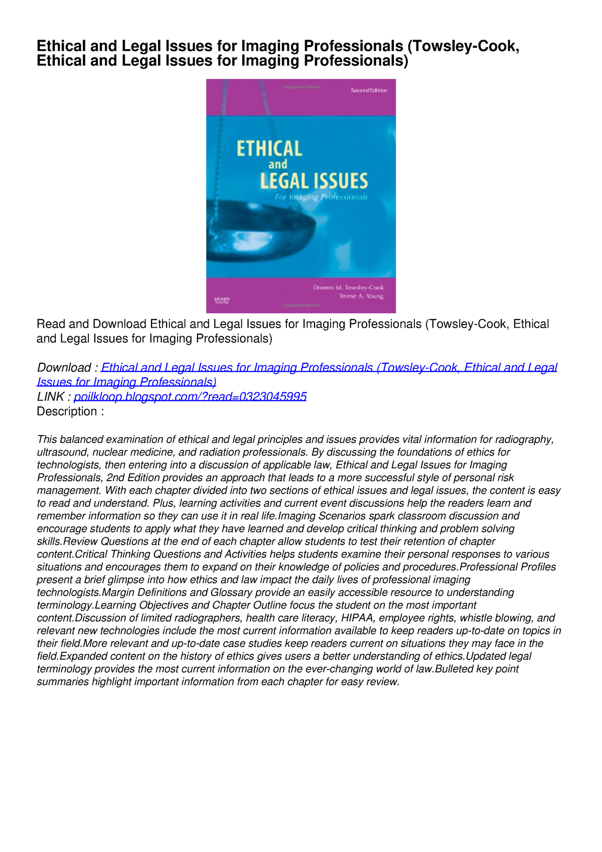 [PDF] READ Free Ethical And Legal Issues For Imaging Professionals ...