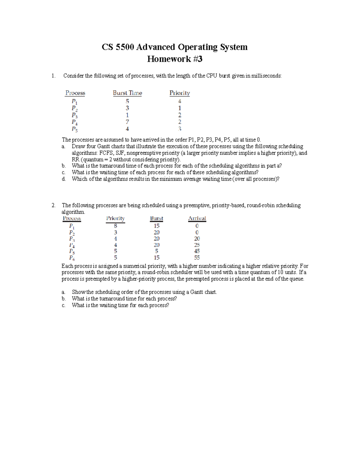 HW3 - Its an assignment - CS 5500 Advanced Operating System Homework ...