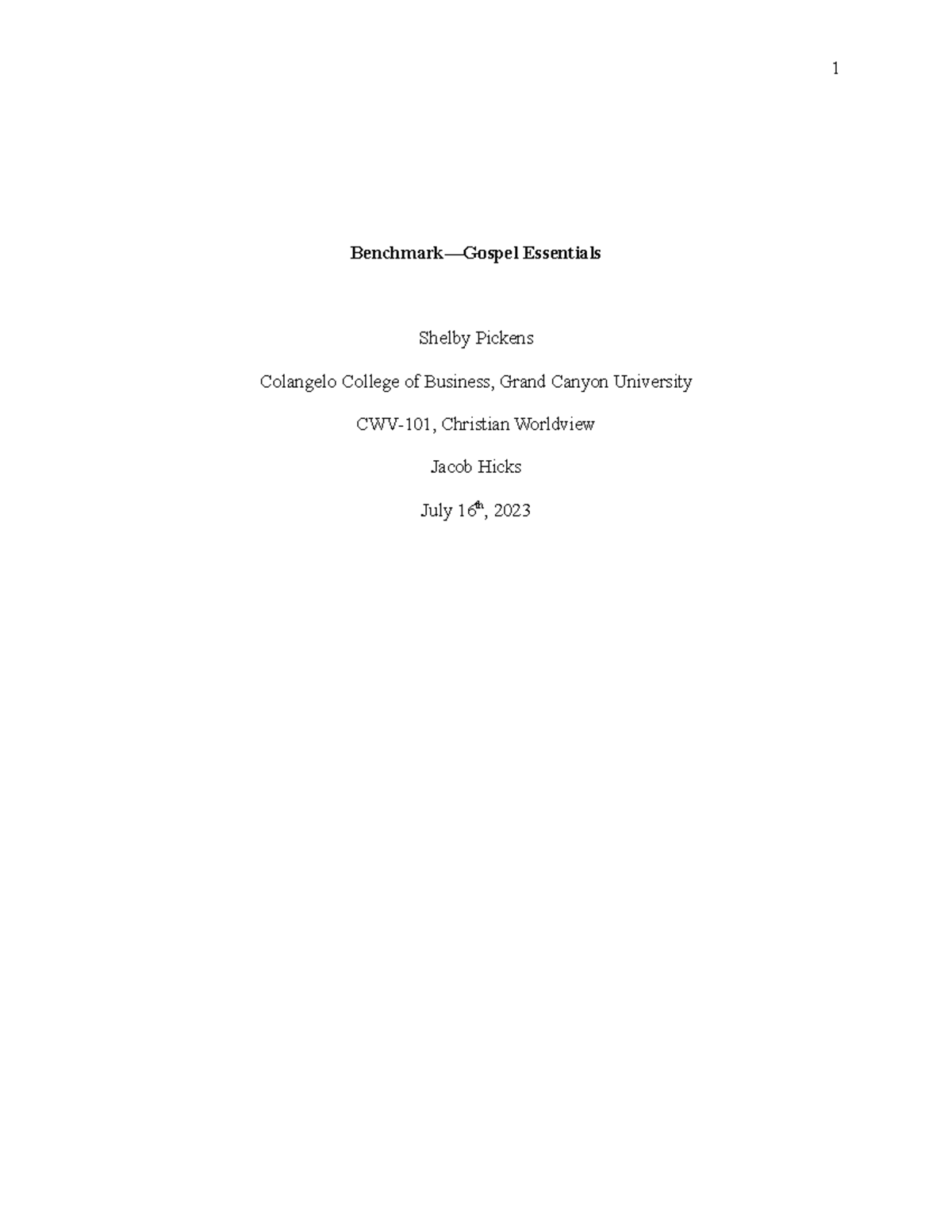 CWV 101 301 RS T5Benchmark Gospel Essentials Template - Benchmark ...