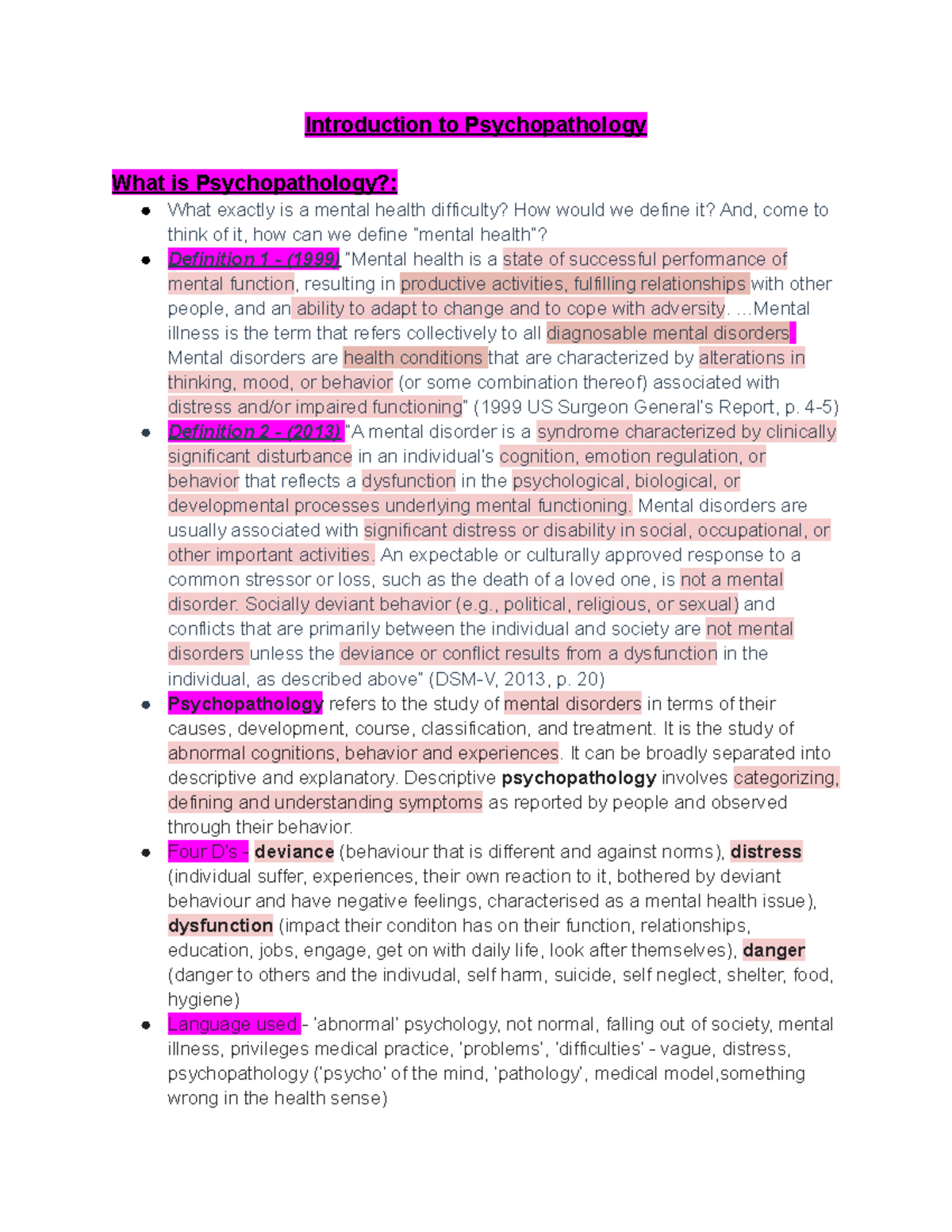 Intro To Psychopathology - Introduction To Psychopathology What Is ...