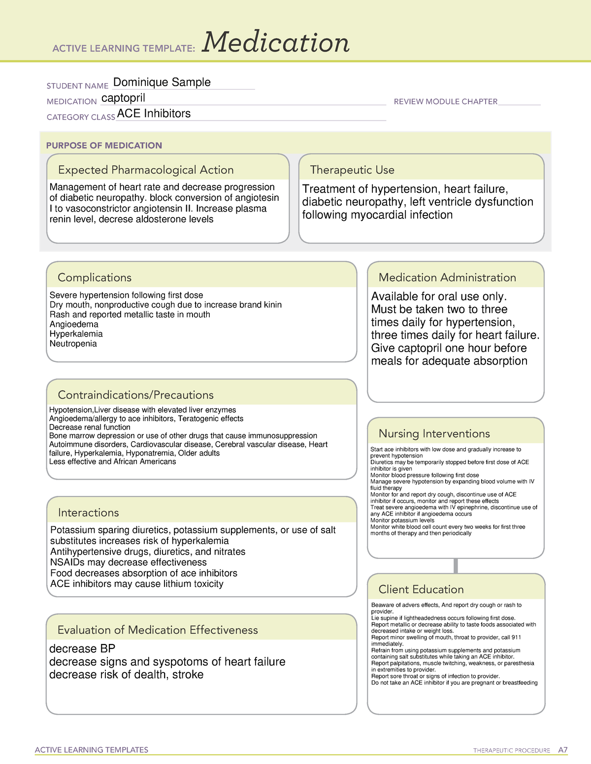 Captopril Active Learning Template ACTIVE LEARNING TEMPLATES