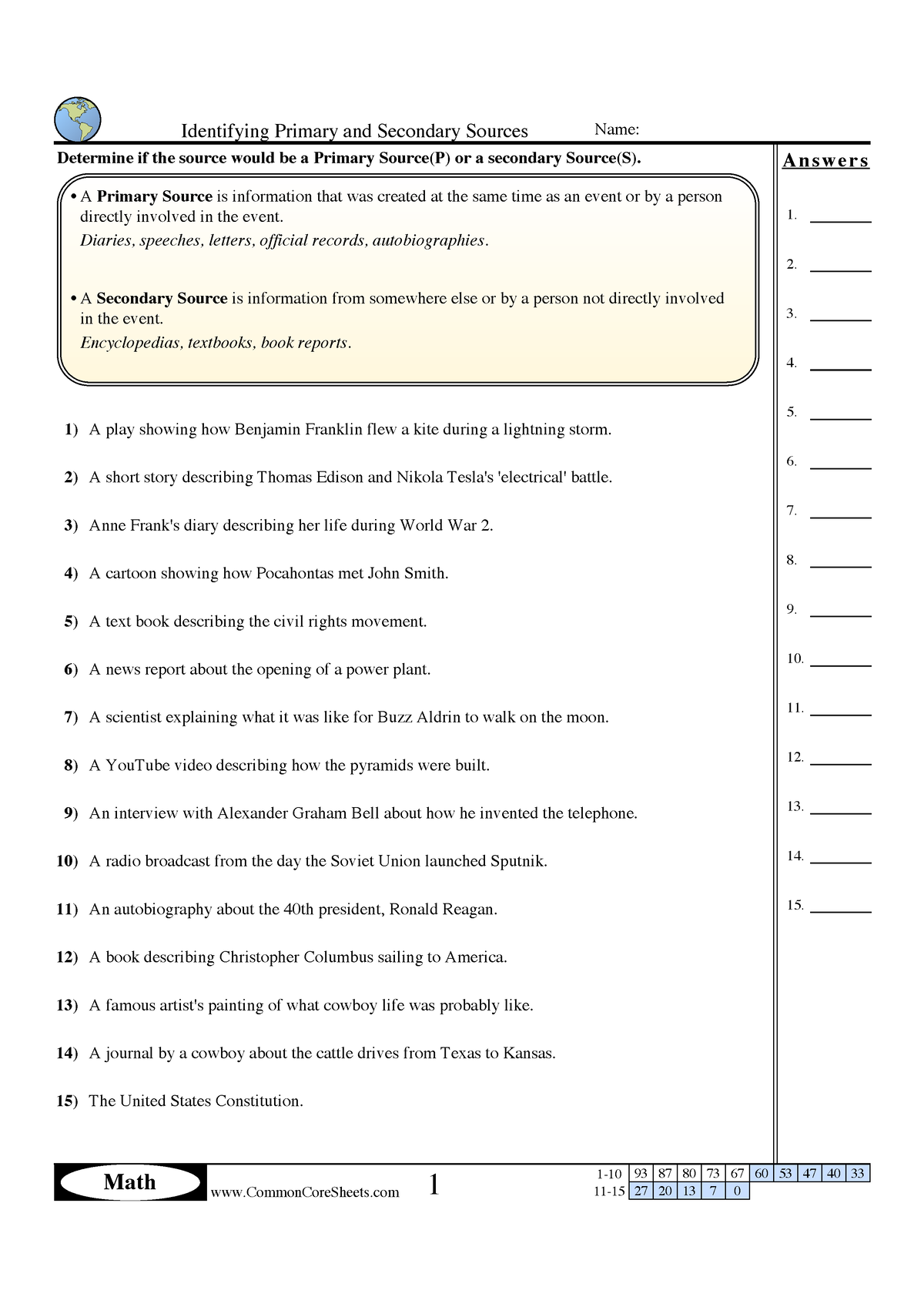 Exercises Primary & Secondary Sources - 11-151-10 ...