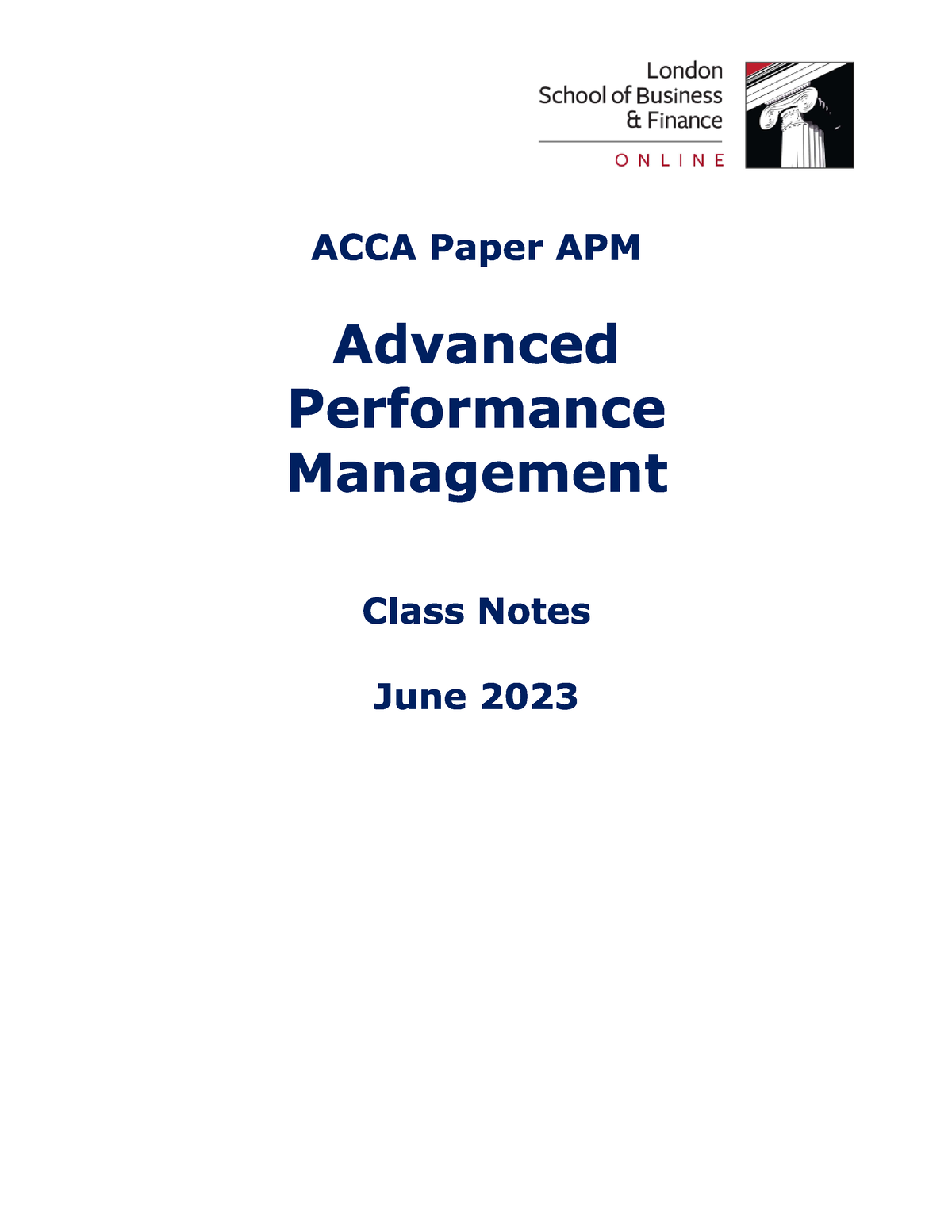 Apm book apm acca notes to study Studocu