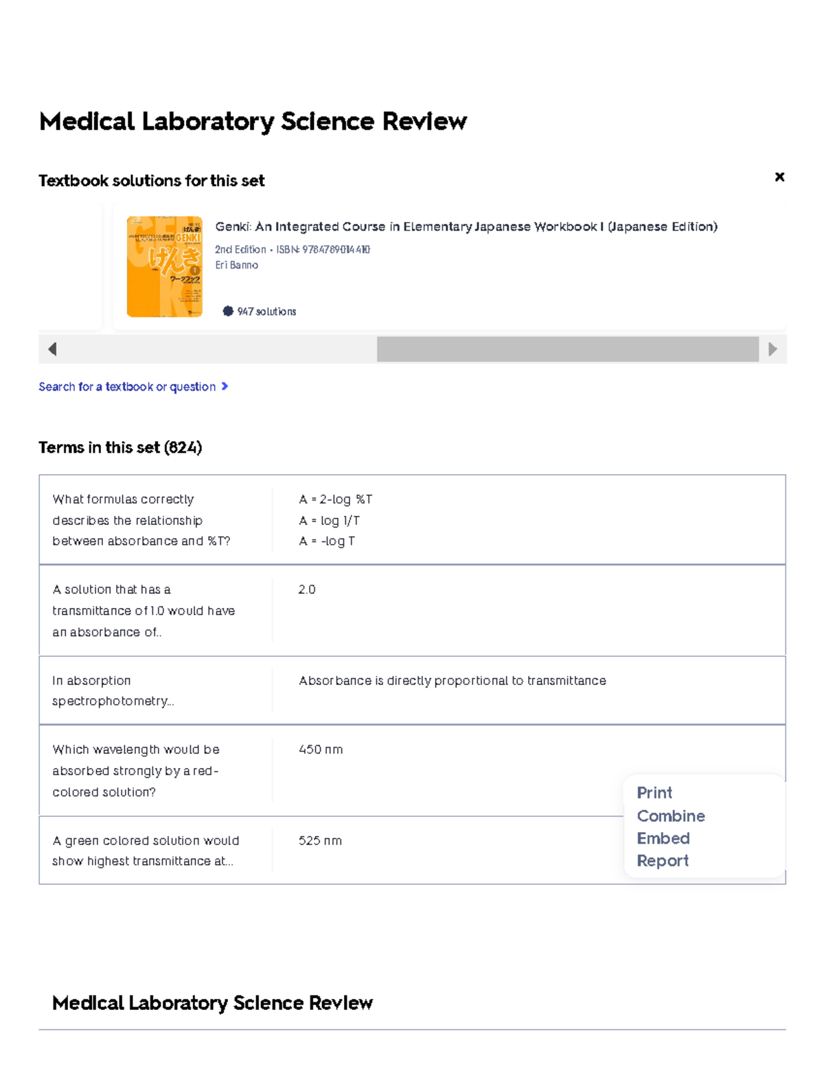 Medical Laboratory Science Review Flashcards Quizlet Medical