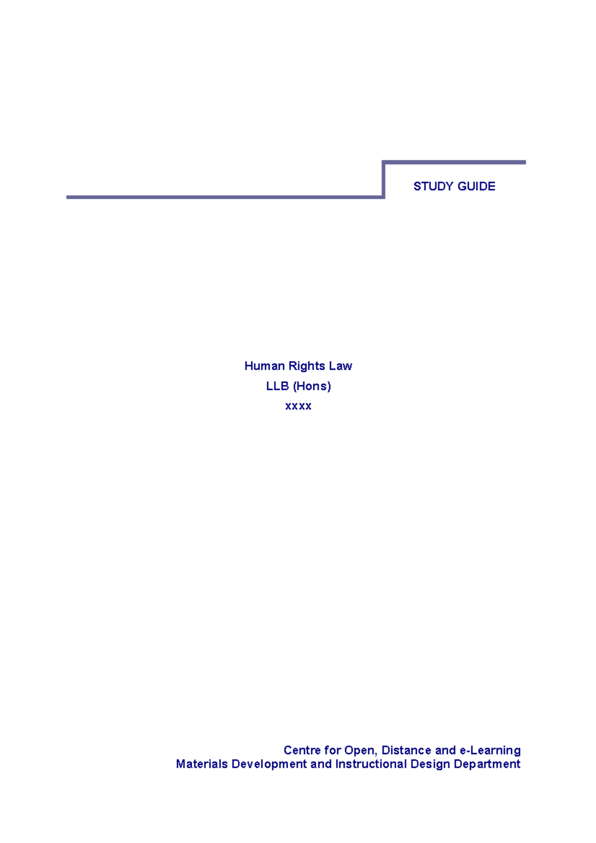 Human Rights Law Units 1-3 - STUDY GUIDE Human Rights Law LLB (Hons ...