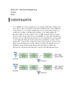 MGSC 395 Study Guide: Constraints Bottlenecks And Lean Systems - Studocu