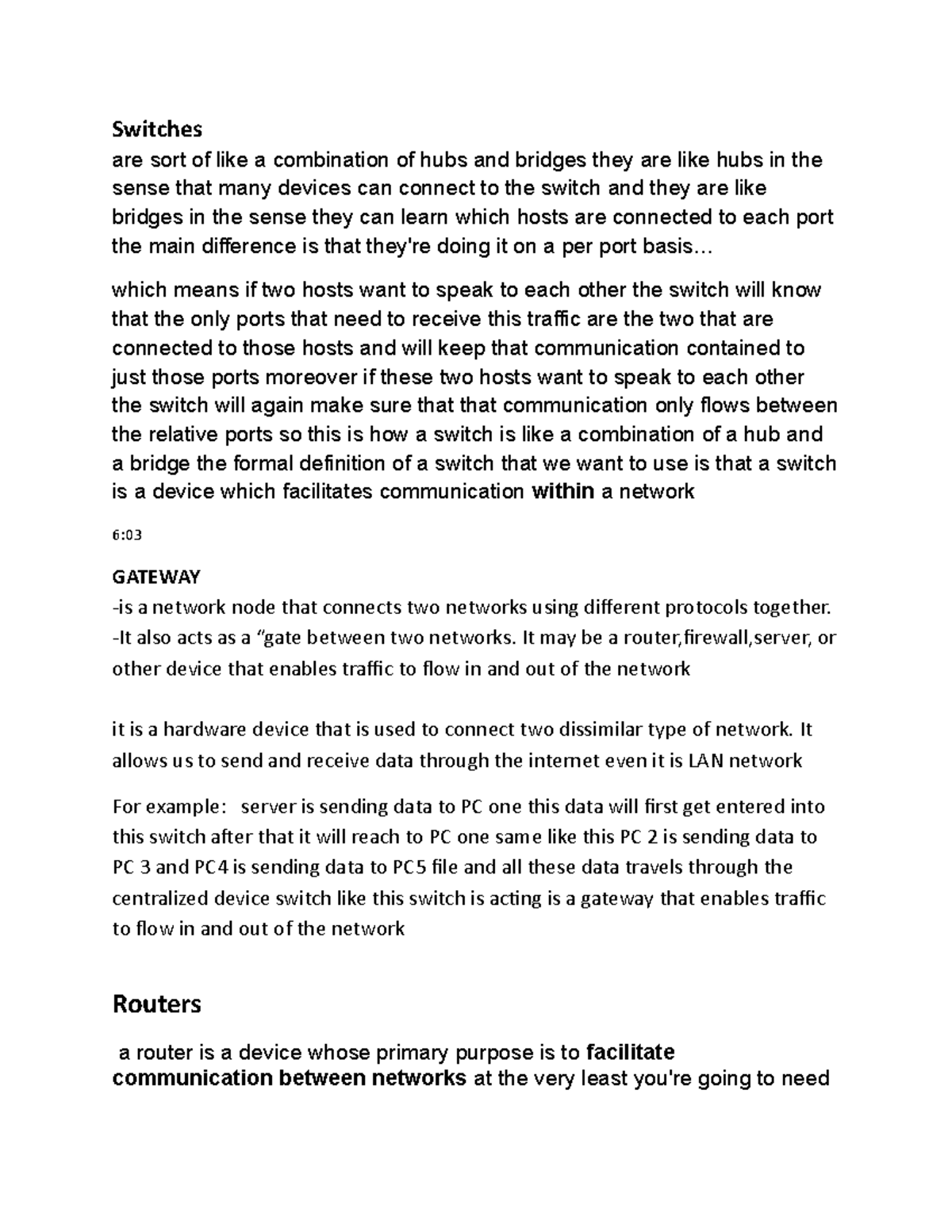 Final Script IT scipt in network devices Switches are sort of like