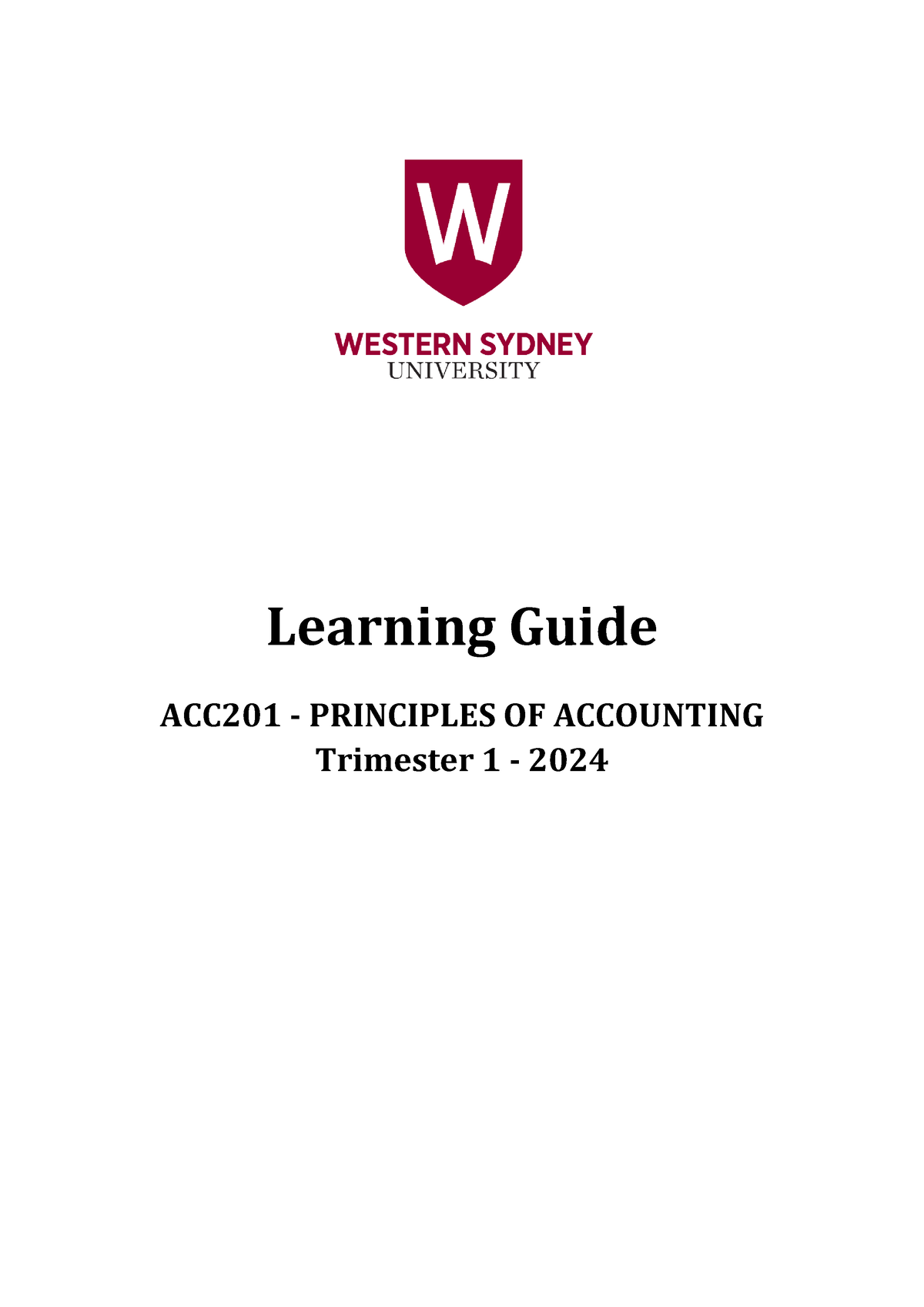 Principles Of Accounting LG 2024 T1 - Learning Guide ACC201 ...