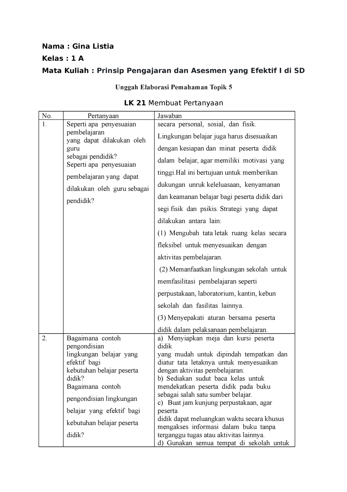 Gina Listia Kelas 1 A 01.03.b.3-T5-5b Unggah Elaborasi Pemahaman LK 21 ...