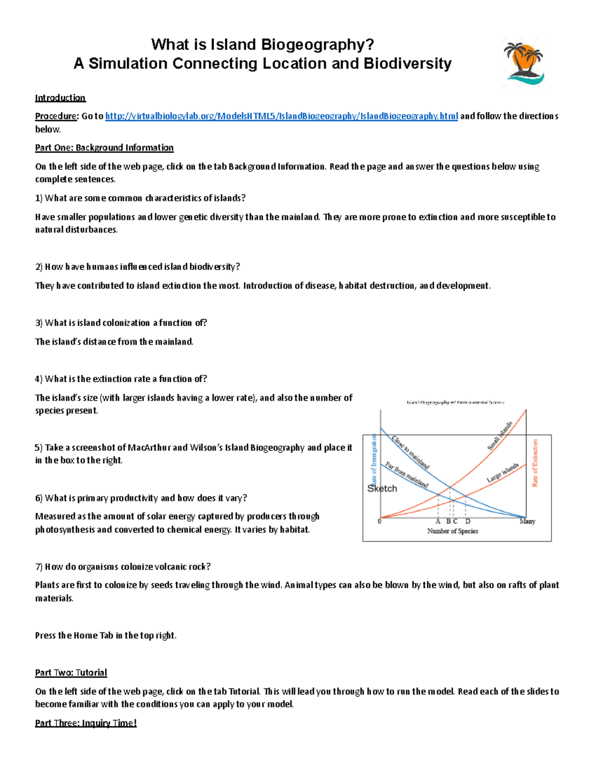 What is Island Biogeography Computer Simulation What is Island
