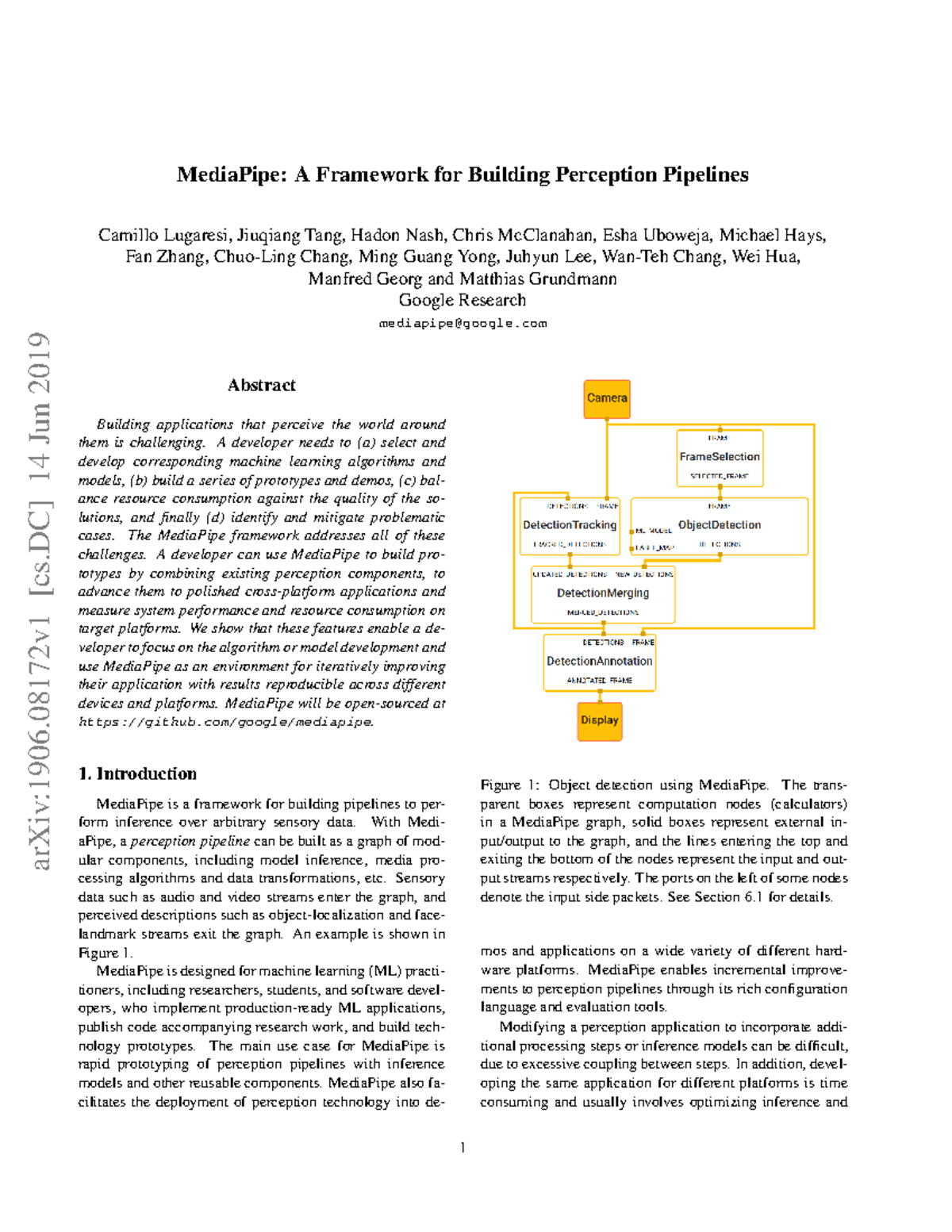Media Pipe A Framework for Building Perception Pipelines - MediaPipe: A ...