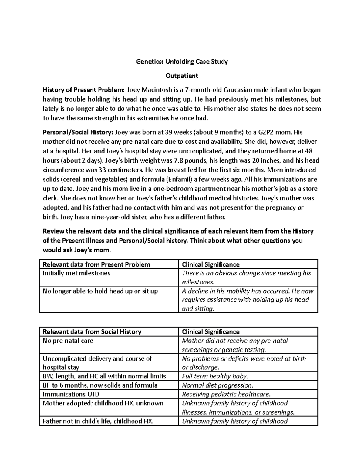 student sheet 2.3 genetics case study comparison answers