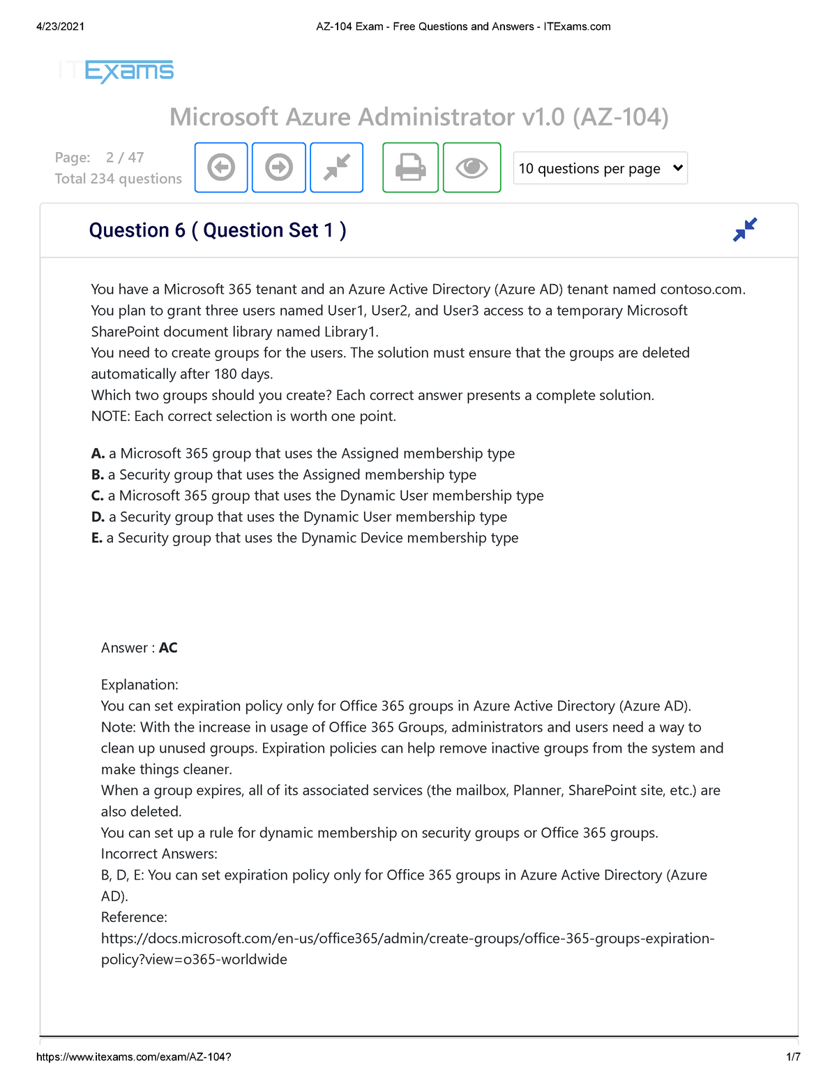 Reliable AZ-104 Test Question