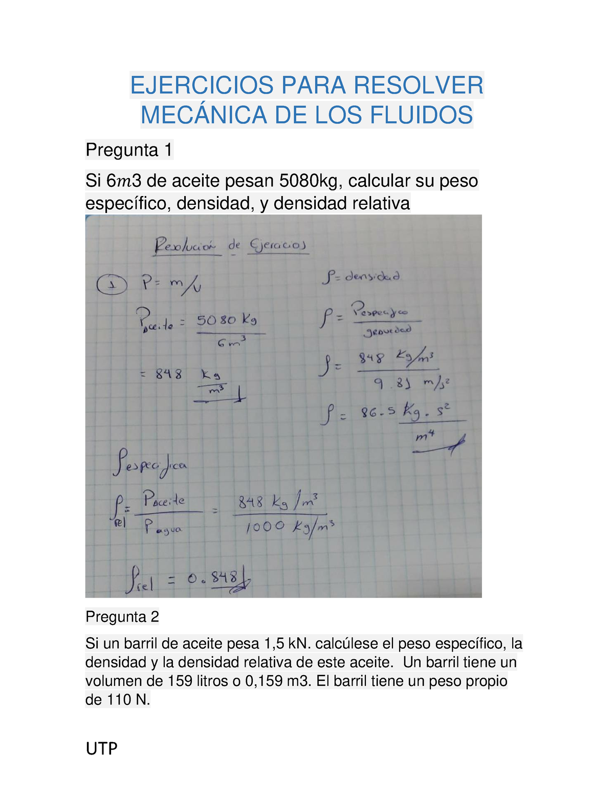 S2s1 Ejercicios Resueltos. Mecánica DE LOS Fluidos - Mecanica De ...