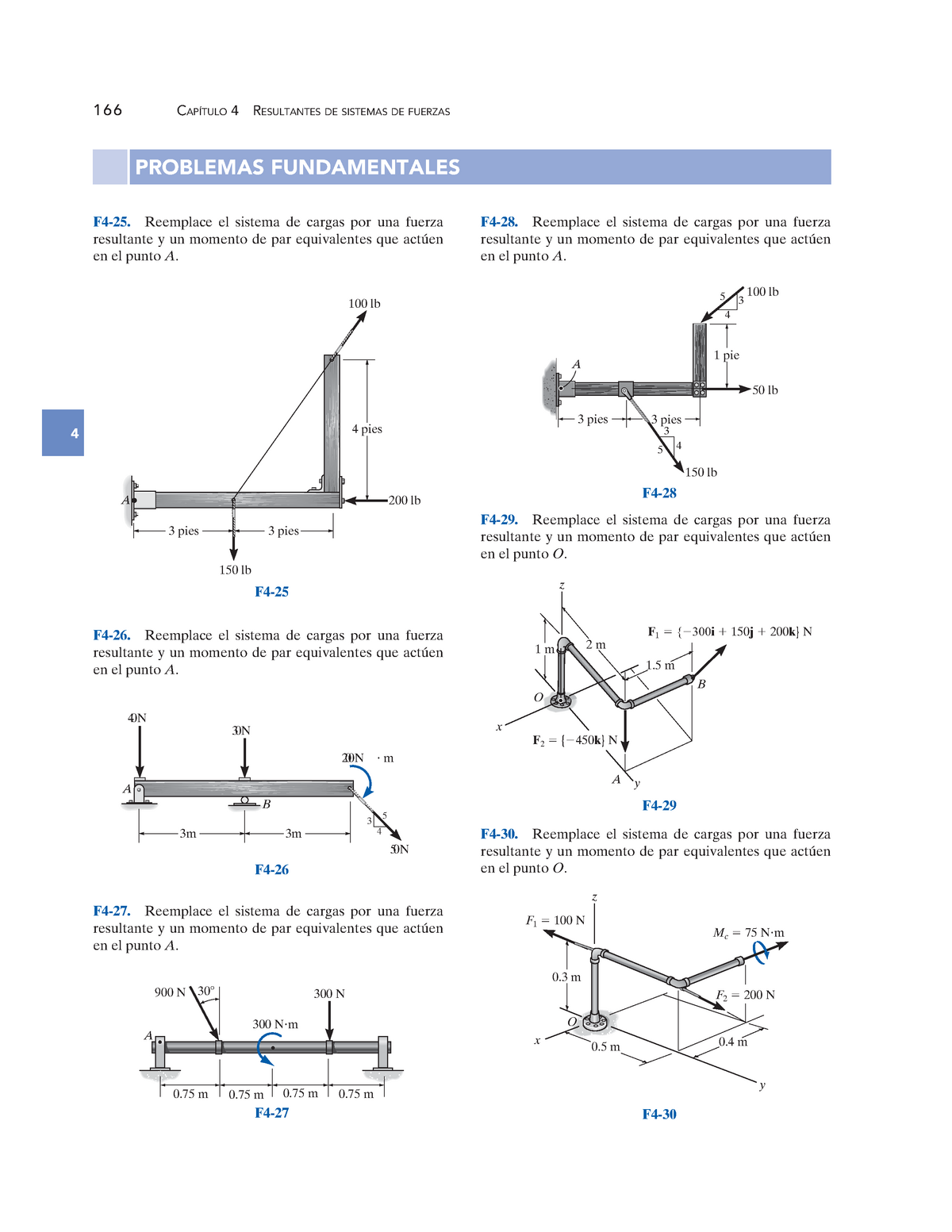 Estática Hibbeler 12 Edición 166 CapÍtulo 4 Resultantes De Sistemas De Fuerzas 4 F4 28 4135