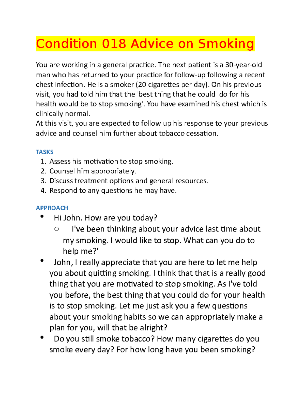 Psychiatry Handbook - LECTURE NOTES - Condition 018 Advice on Smoking ...