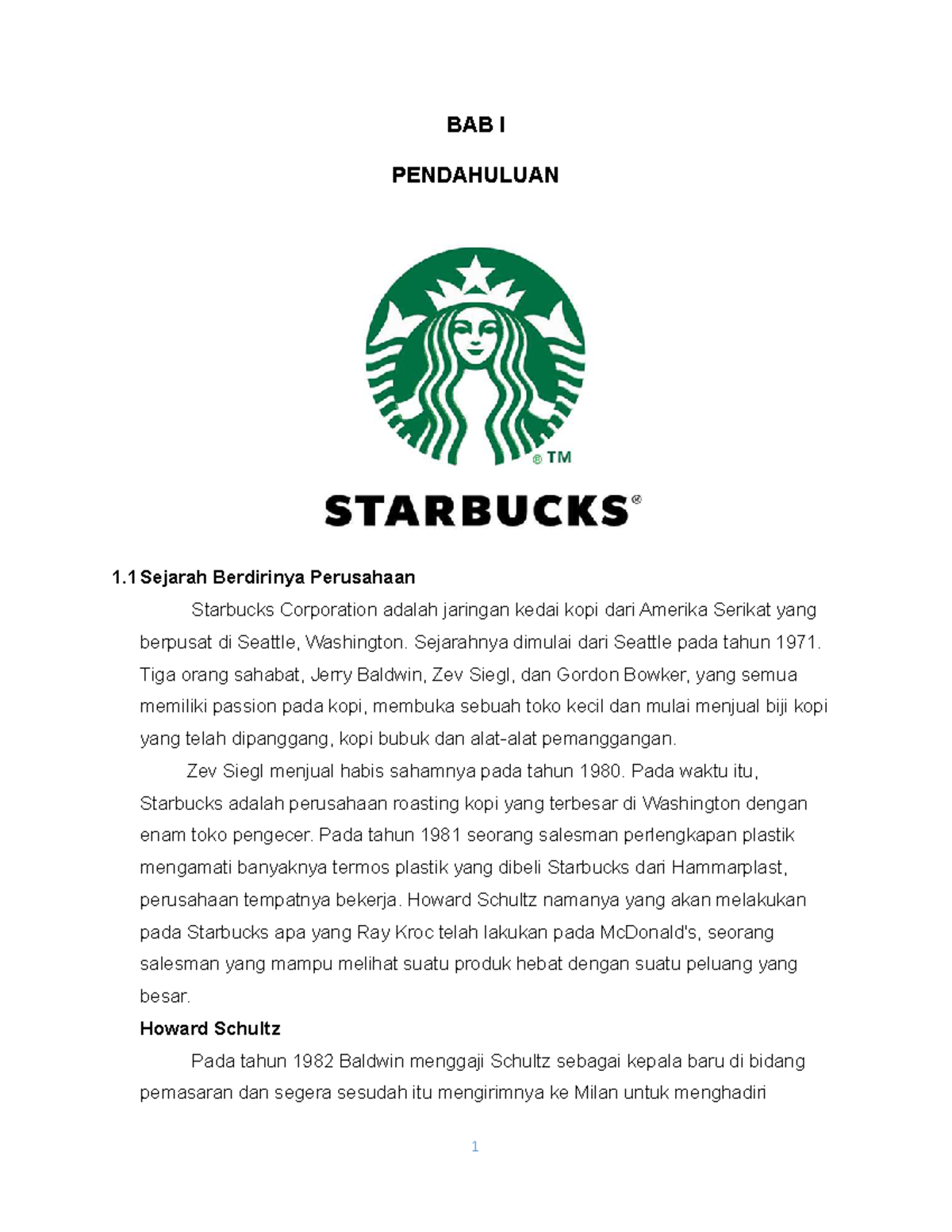 Analisis Bisnis Internasional Starbucks - BAB I PENDAHULUAN 1 ...