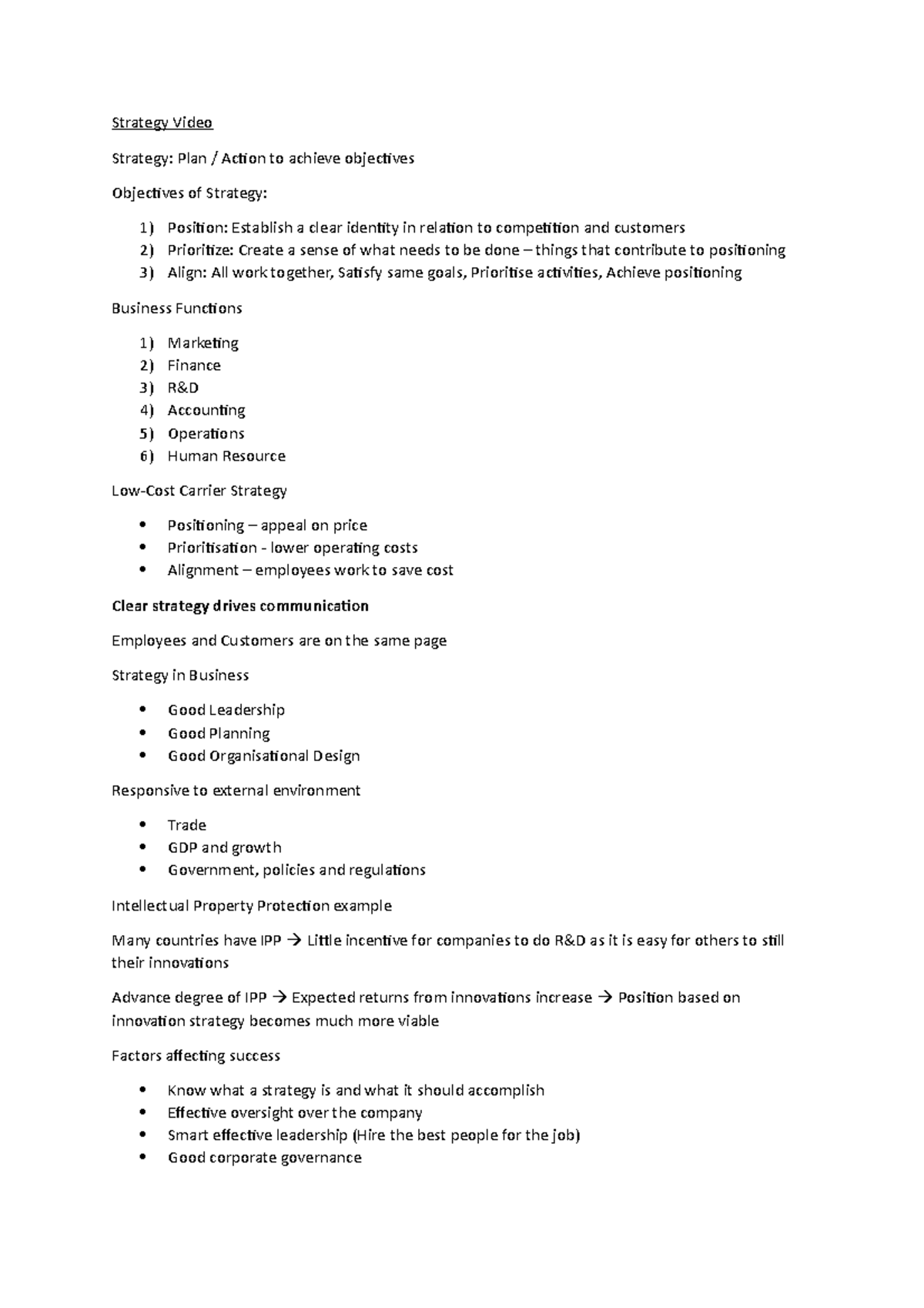 Notes - NIL - Strategy Video Strategy: Plan / Action to achieve ...