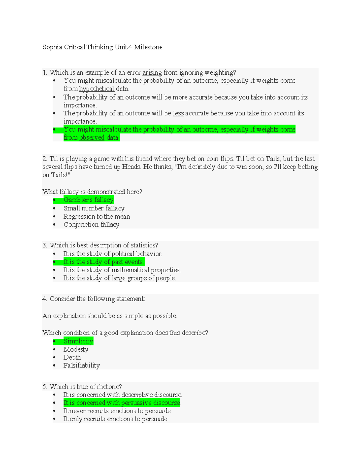 Sophia Critical Thinking Unit 4 Milestone - Sophia Critical Thinking ...