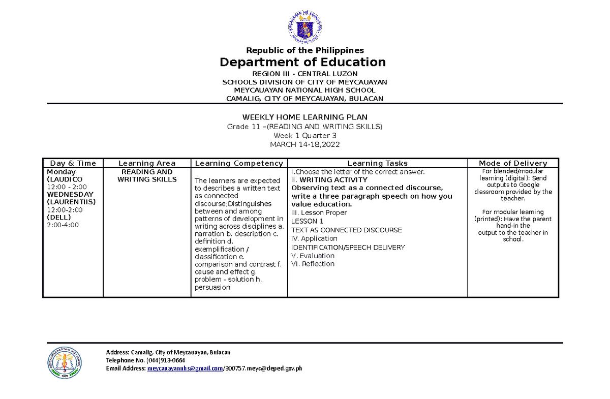 WHLP-W1 RWS - william - Republic of the Philippines Department of ...