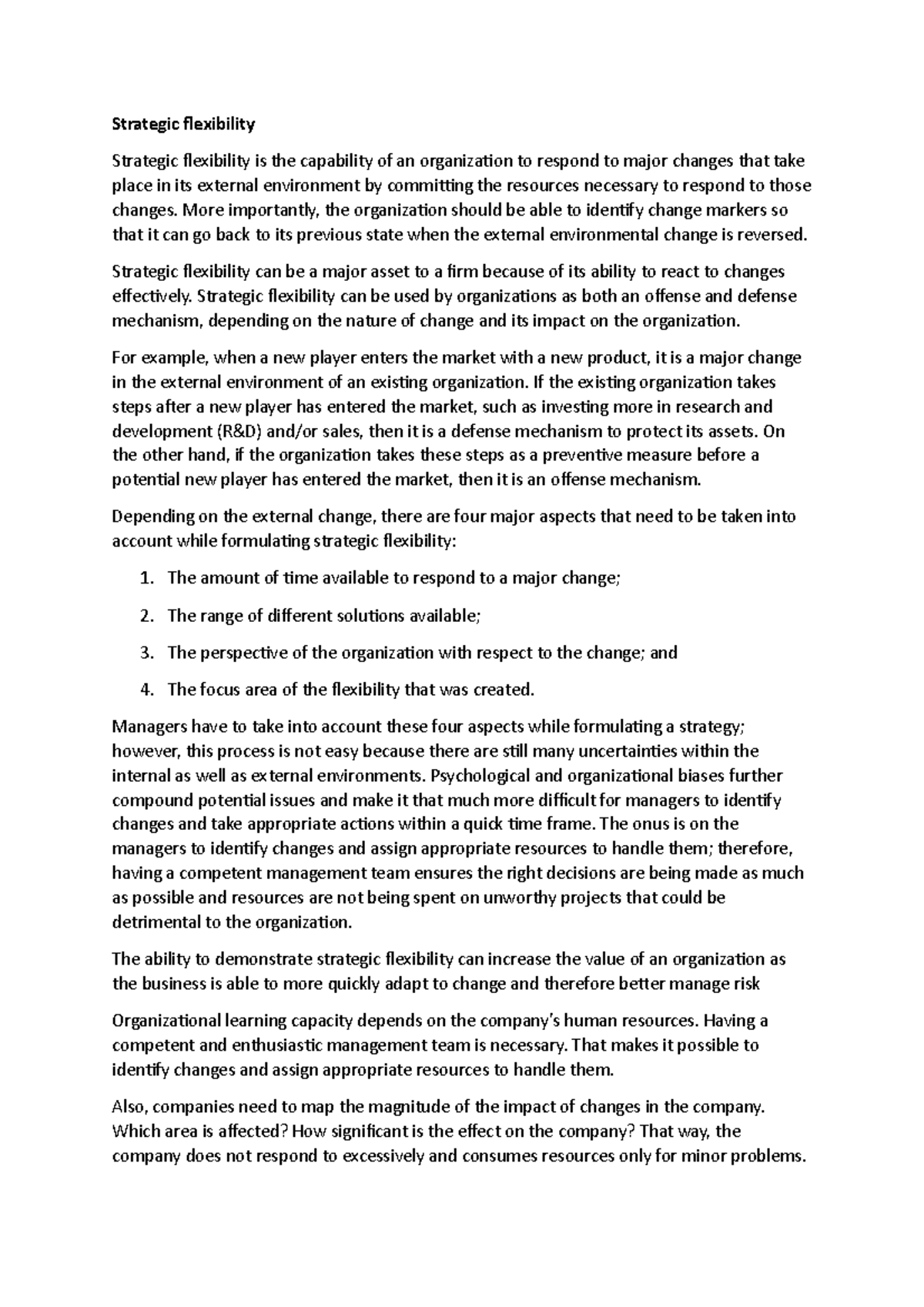 Strategic flexibility wk 4 - Strategic flexibility Strategic ...