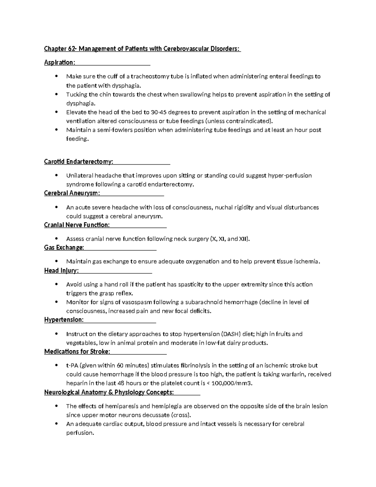 Chapter 62- Management of Patients with Cerebrovascular Disorders ...