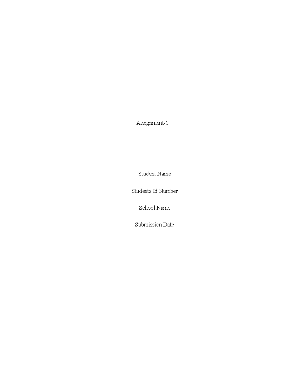 Assignment-1 - assignments - Assignment- Student Name Students Id ...