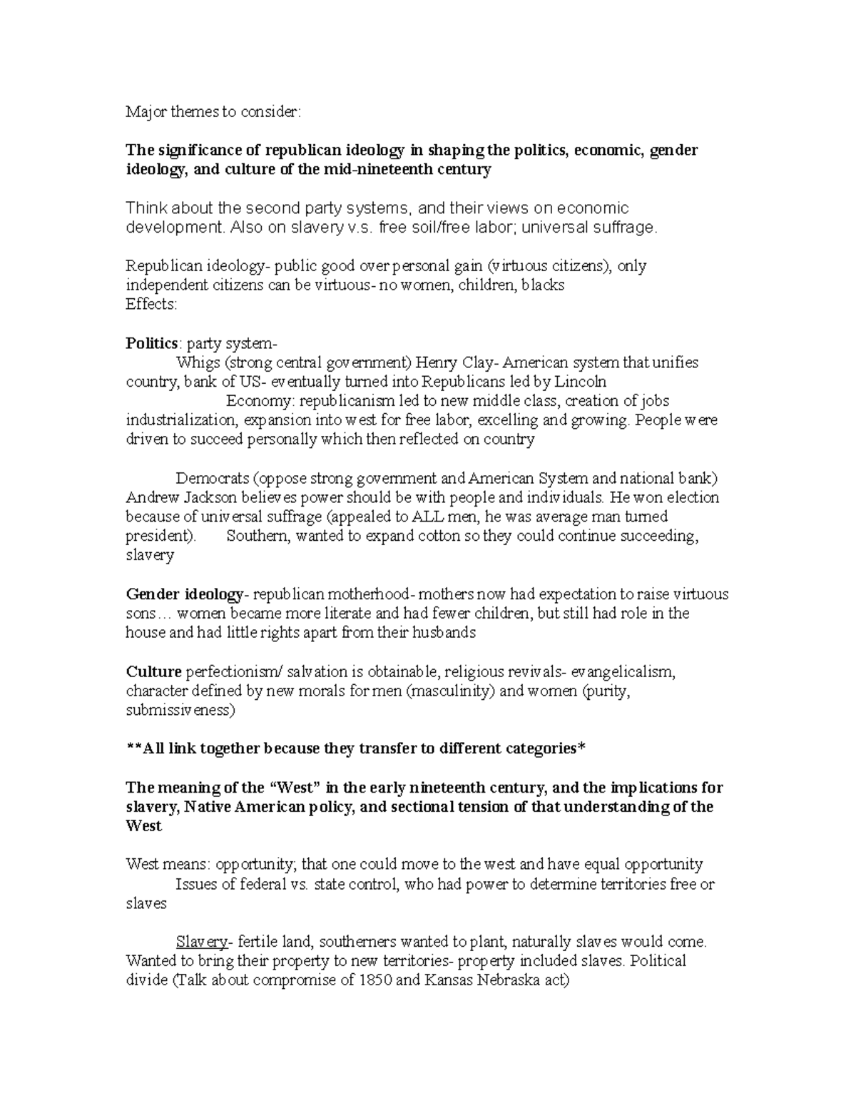 History 17B Midterm Study Guide - Major themes to consider: The ...