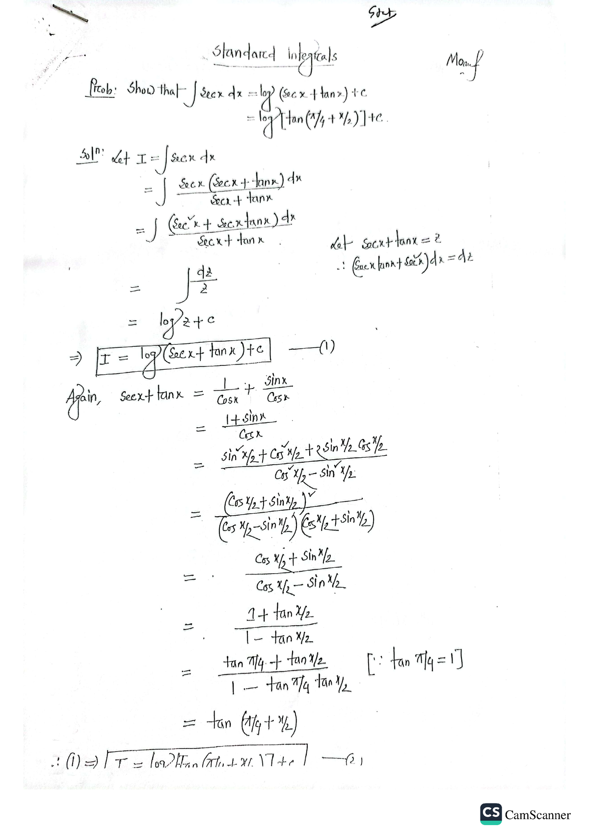 Standard Integrals - Happy to help - Data structures - Studocu