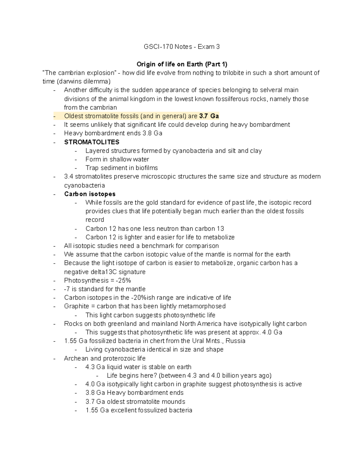 Historical Geology Lecture exam 3 notes - GSCI-170 Notes - Exam 3 ...