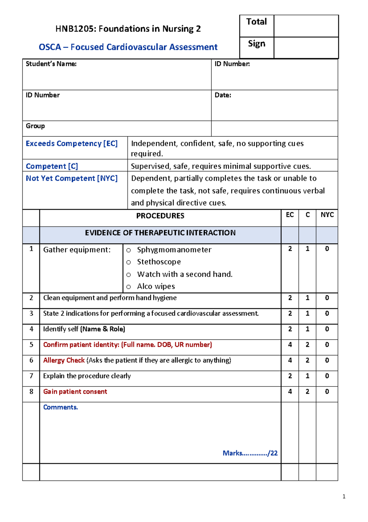 OSCA - Focused cardiovascular health history and physical ssessment ...